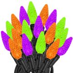 Purple/Lime/Orange 70 LED C6 Strawberry Mini Lights Commercial Grade Black Wire