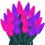 Pink and Purple 70 LED C6 Strawberry Mini Lights Commercial Grade Green Wire