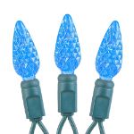 Blue 100 LED C6 Strawberry Mini Lights Commercial Grade Green Wire