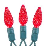 Red 100 LED C6 Strawberry Mini Lights Commercial Grade Green Wire