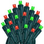 Commercial Grade Wide Angle 100 LED Red/Green 34' Long on Green Wire