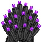 Commercial Grade Wide Angle 100 LED Purple 34' Long Black Wire