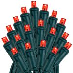 Commercial Grade Wide Angle 70 LED Red 35.5' Long on Green Wire