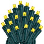 Commercial Grade Wide Angle 50 LED Yellow 25' Long on Green Wire