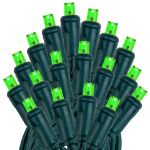 50 LED Green LED Christmas Lights 11' Long on Green Wire