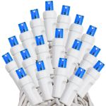 50 LED Blue LED Christmas Lights 11' Long on White Wire