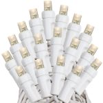 50 LED Warm White LED Christmas Lights 11' Long on White Wire