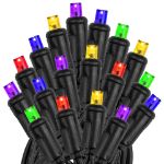 Commercial Grade Wide Angle 50 LED Rainbow Color 17' Long on Black Wire
