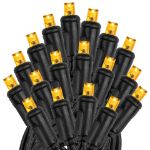 50 LED Amber LED Christmas Lights 11' Long on Black Wire