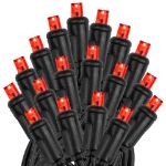 50 LED Red LED Christmas Lights 11' Long on Black Wire