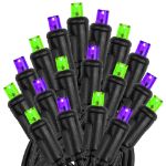 *NEW* True Twinkle LED Mini Lights 50 LED Purple & Lime 25' Long Black Wire