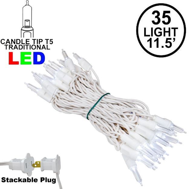 35 Light Traditional T5 Pure White LED Mini Lights White Wire