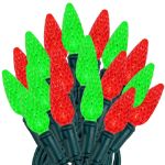 Coaxial Red/Green 70 LED C6 Strawberry Mini Lights Commercial Grade on Green Wire