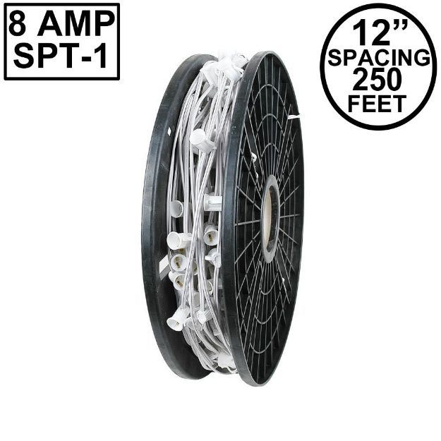 Novelty Lights Select C7 250 ft Spool  12" Spacing  8 Amp White Wire