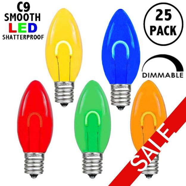 Multi C9 U-Shaped LED Plastic Flex Filament Replacement Bulbs 25 Pack 