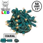 Coaxial 50 LED Sun Warm White 4" Spacing Green Wire