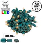 Coaxial 50 LED Sun Warm White 6" Spacing Green Wire