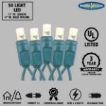 Commercial Grade Wide Angle 50 LED Old Color Warm White (19WW) 17' Long on Green Wire