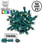 Coaxial 50 LED Old Color Warm White (19WW) 6" Spacing Green Wire