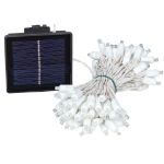 Pure White LED Solar Powered Lights 100 Light String 4" Spacing White Wire