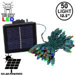 Multi LED Solar Powered Lights 50 Light String 3" Green Wire