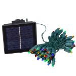 Multi LED Solar Powered Lights 50 Light String 3" Green Wire