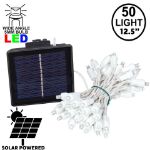 Pure White LED Solar Powered Lights 50 Light String 3" Spacing White Wire