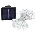 Pure White LED Solar Powered Lights 100 Light String 6" Spacing White Wire