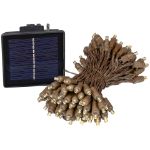 *NEW* True Twinkle Warm White LED Solar Mini Lights 100 Light String 4" Spacing Brown Wire 