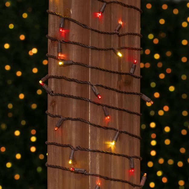 Brown Wire Wide Angle Yellow/Red/Orange 100 Bulb LED Lights Sets 50 ...