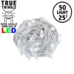 *NEW* True Twinkle® LED Christmas Lights 50 LED Pure White 25' Long White Wire