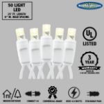 *NEW* True Twinkle® LED Christmas Lights 50 LED Pure White 25' Long White Wire