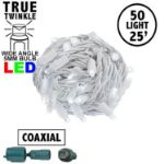 *NEW* True Twinkle Coaxial 50 LED Pure White 6" Spacing White Wire