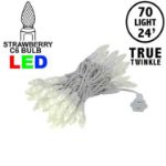 *NEW* True Twinkle Warm White 70 LED C6 Strawberry Mini Lights Commercial Grade on White Wire