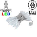 *NEW* True Twinkle Pure White 70 LED C6 Strawberry Mini Lights Commercial Grade on White Wire