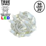 *NEW* TrueTwinkle® LED Christmas Lights 50 LED Warm White 25' Long White Wire
