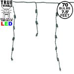 *NEW* True Twinkle Warm White LED Icicle Lights on Green Wire 70 Bulbs