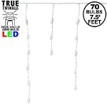 *NEW* True Twinkle Pure White LED Icicle Lights on White Wire 70 Bulbs