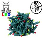 Commercial Grade Wide Angle 50 LED Red/Lime Green 17' Long on Green Wire