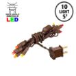 10 Light Non Connectable Yellow/Red/Orange  LED Mini Lights Brown Wire