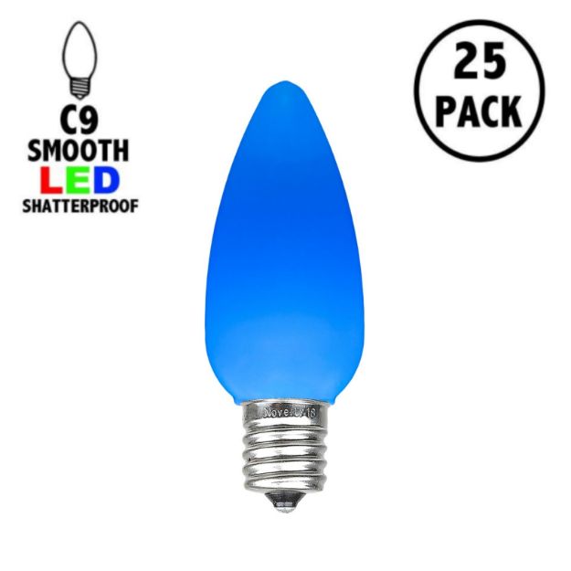 C9 - Light Blue - Ceramic (plastic) LED Replacement Bulbs - 25 Pack