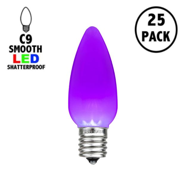 C9 - Purple - Ceramic (plastic) LED Replacement Bulbs - 25 Pack