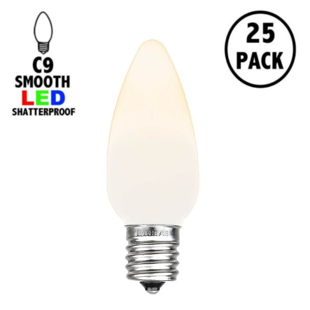 C9 - Warm White - Ceramic (plastic) LED Replacement Bulbs - 25 Pack