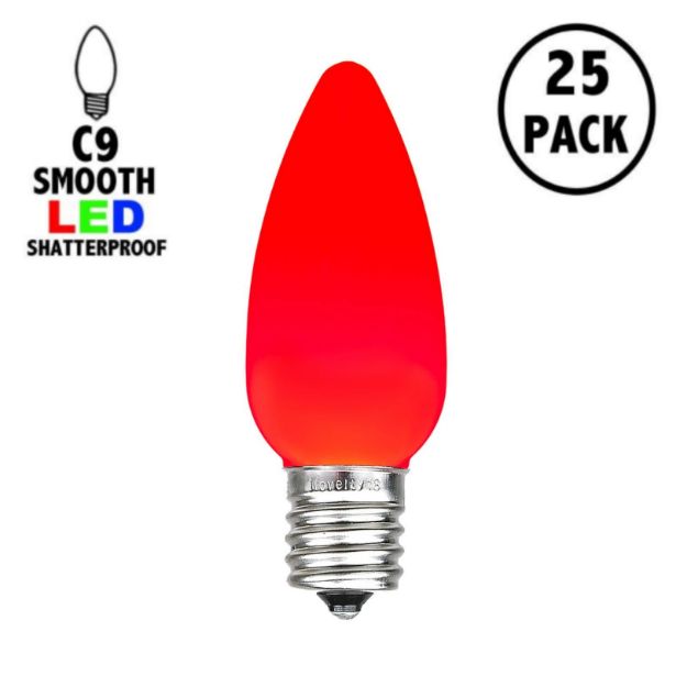 C9 - Red - Ceramic (plastic) LED Replacement Bulbs - 25 Pack