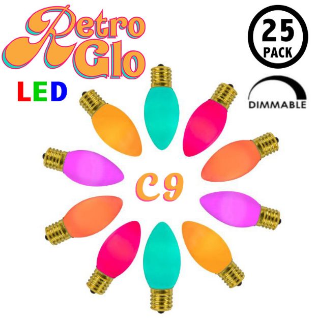 C9 RetroGlo Groovy Multi Colored Ceramic LED Replacement Bulbs - 25 Pack