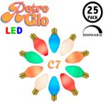 C7 RetroGlo Vintage Multi Colored Ceramic LED Replacement Bulbs - 25 Pack