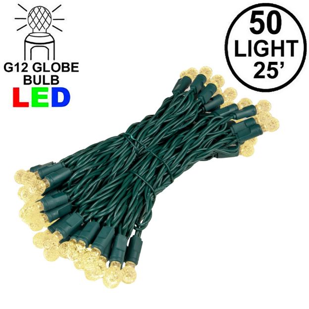 G12 50 LED Warm White 6" Spacing Green Wire