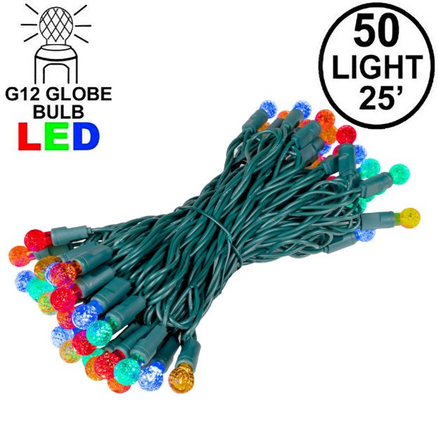 G12 50 LED Multi Color 6" Spacing Green Wire