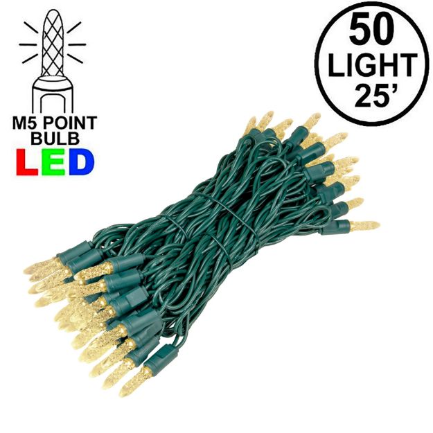 5M 50 LED Warm White 6" Spacing Green Wire