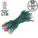 M5 50 LED Multi Color 6" Spacing Green Wire